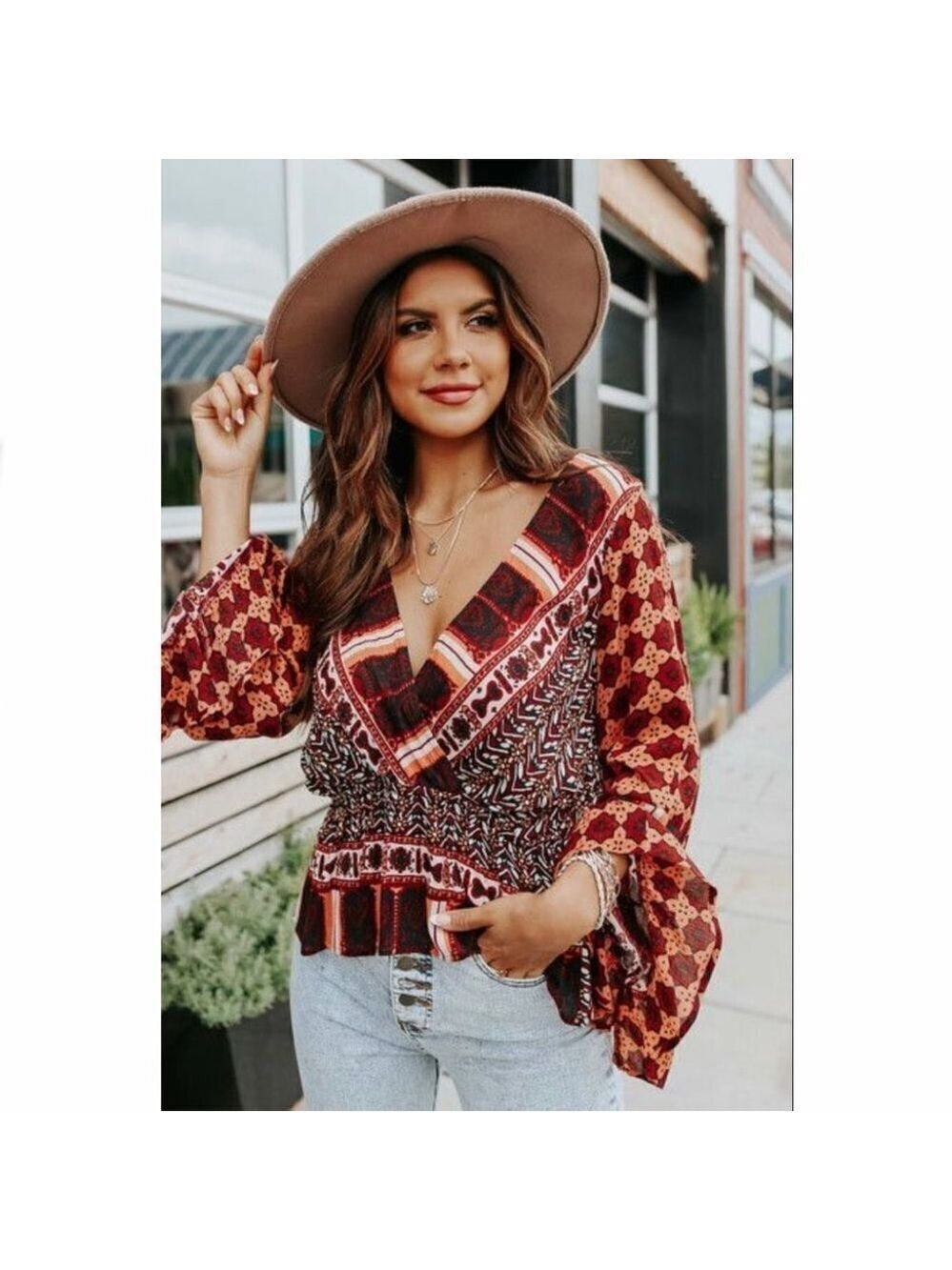 * NEW Free People Rosalie Coral Print Wrap Blouse Size XS